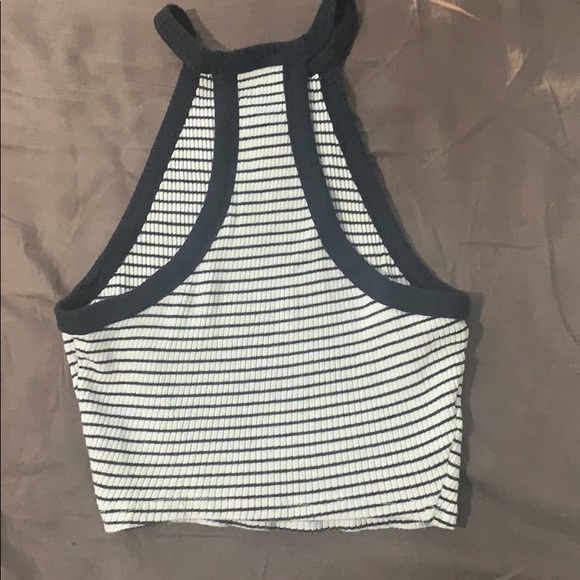 Black and white striped holler top copped tank top - Picture 2 of 3